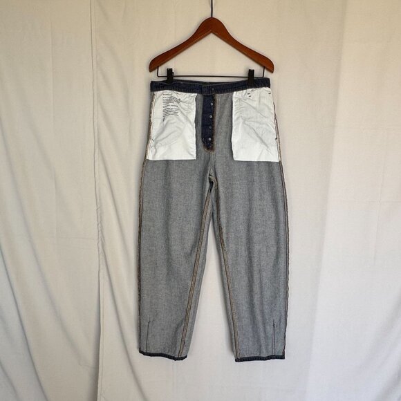 Banana Republic Premium Denim High Rise Relaxed Tapered Dark Blue Jeans Size 31 - Picture 9 of 16